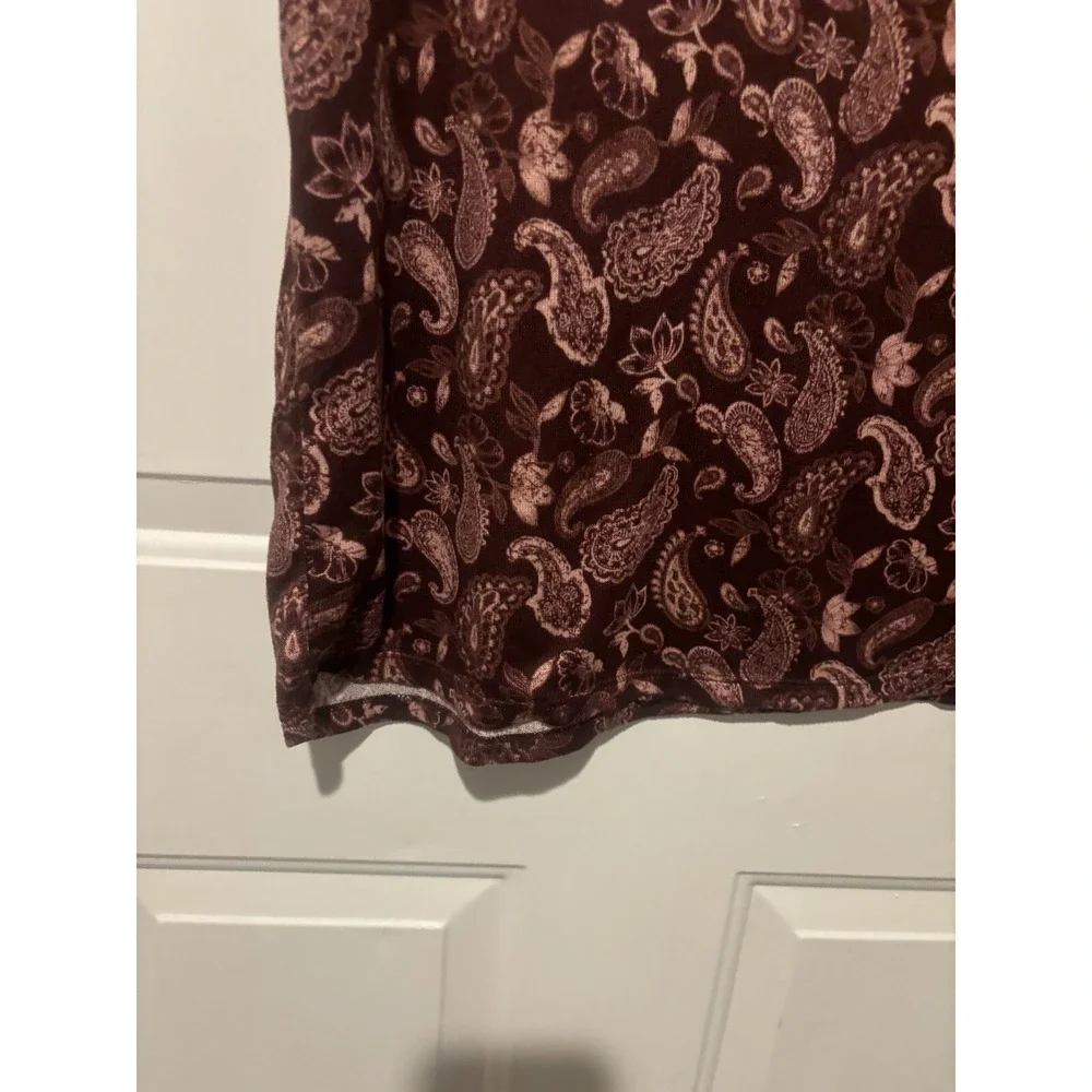 Lucky‎ Brand Shirt Medium Purple Paisley Floral Short Sleeve Thin Casual